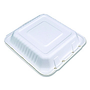 SCT ChampWare Molded-Fiber Clamshell Containers, 9 x 9 x 3, White, 100/Sleeve, 2 Sleeves/Carton (18935WPF)