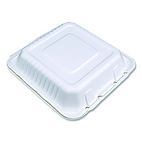 SCT ChampWare Molded-Fiber Clamshell Containers, 9 x 9 x 3, White, 100/Sleeve, 2 Sleeves/Carton (18935WPF)