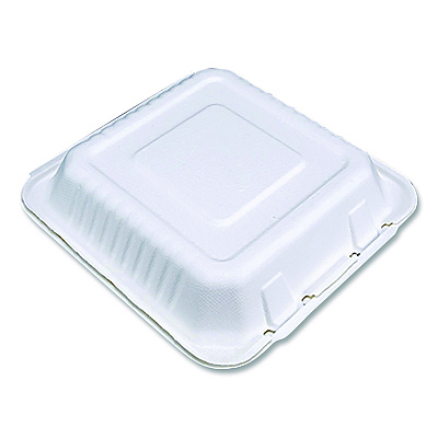 SCT ChampWare Molded-Fiber Clamshell Containers, 9 x 9 x 3, White, 100/Sleeve, 2 Sleeves/Carton (18935WPF)