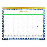 Blue Sky Tile Monthly Desk Pad Calendar, Geometric Artwork, 22 x 17, White/Blue/Green Sheets, 12-Month (Jan to Dec): 2026 (133694)