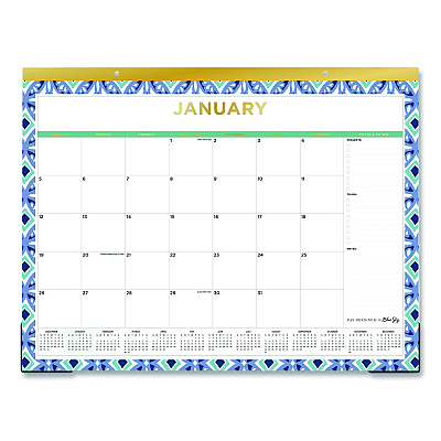 Blue Sky Tile Monthly Desk Pad Calendar, Geometric Artwork, 22 x 17, White/Blue/Green Sheets, 12-Month (Jan to Dec): 2026 (133694)