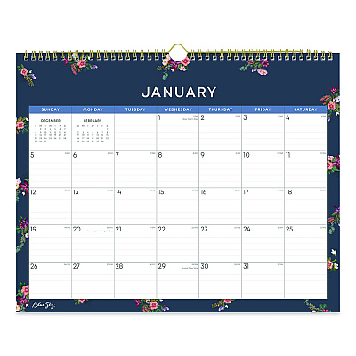 Blue Sky Ashlyn Monthly Wall Calendar, Floral Artwork, 15 x 12, White/Blue/Pink Sheets, 12-Month (Jan to Dec): 2026 (148617)