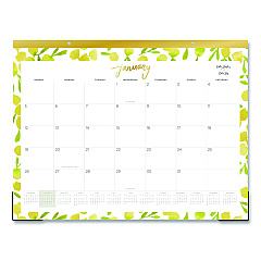 Blue Sky Mimosa Monthly Desk Pad Calendar, 22 x 17, Lemon Artwork, White/Yellow/Green Sheets, 12-Month (Jan to Dec): 2026 (149063)