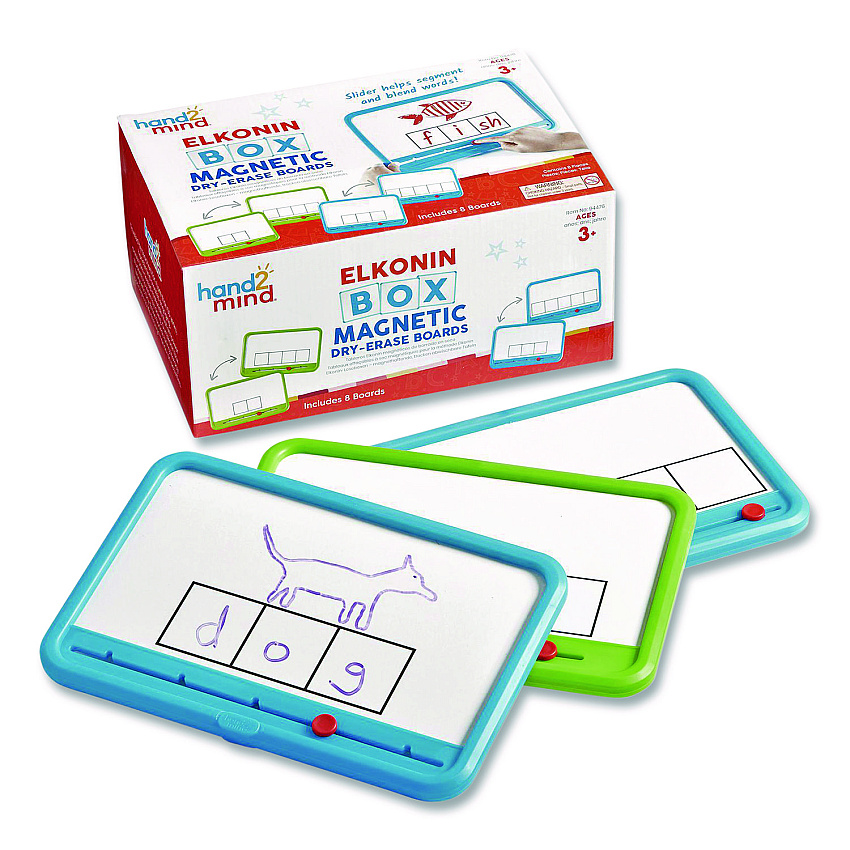 Learning Resources ELKONIN Box Magnetic Dry Erase Board Set, 11.4 x 5, White Surface, 8 Boards (94476)