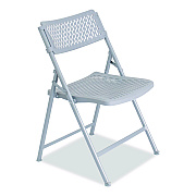 NPS AirFlex Series Premium Polypropylene Folding Chair, Supports 1,000 lbs, 17.25" Seat Height, Platinum Seat/Back/Base, 4/Carton (1412)