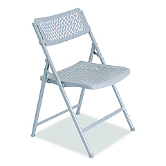 NPS AirFlex Series Premium Polypropylene Folding Chair, Supports 1,000 lbs, 17.25" Seat Height, Platinum Seat/Back/Base, 4/Carton (1412)