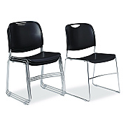NPS 8500 Series Ultra-Compact Plastic Stack Chair, Supports Up to 500 lbs, 17" Seat Height, Black Seat/Back, Chrome Base, 4/CT (85104)
