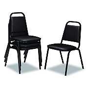 NPS 9100 Series Vinyl Upholstered Stack Chair, Supports Up to 300 lbs, 18" Seat Height, Black Seat/Back/Base, 4/Carton (9110B4)