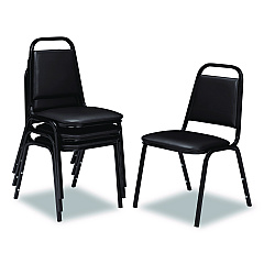 NPS 9100 Series Vinyl Upholstered Stack Chair, Supports Up to 300 lbs, 18" Seat Height, Black Seat/Back/Base, 4/Carton (9110B4)