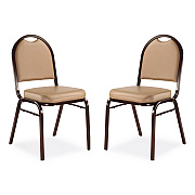 NPS 9200 Series Premium Upholstered Stack Chair, Vinyl, Supports 500 lb, 19" Seat Ht, French Beige Seat/Back, Mocha Base, 2/Pack (9201M2)