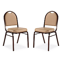 NPS 9200 Series Premium Upholstered Stack Chair, Vinyl, Supports 500 lb, 19" Seat Ht, French Beige Seat/Back, Mocha Base, 2/Pack (9201M2)