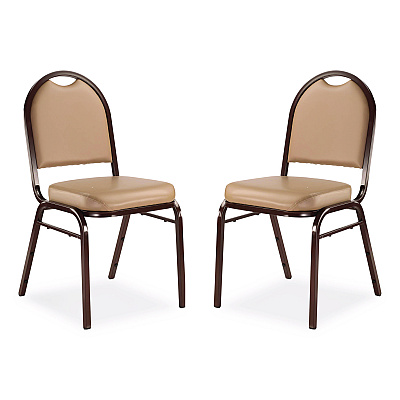 NPS 9200 Series Premium Upholstered Stack Chair, Vinyl, Supports 500 lb, 19" Seat Ht, French Beige Seat/Back, Mocha Base, 2/Pack (9201M2)