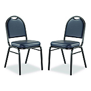 NPS 9200 Series Premium Upholstered Stack Chair, Vinyl, Supports 500 lb, 19" Seat Ht, Midnight Blue Seat/Back, Black Base,2/Pack (9204BT2)