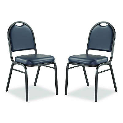 NPS 9200 Series Premium Upholstered Stack Chair, Vinyl, Supports 500 lb, 19" Seat Ht, Midnight Blue Seat/Back, Black Base,2/Pack (9204BT2)