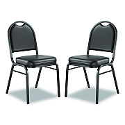 NPS 9200 Series Premium Upholstered Stack Chair, Vinyl, Supports Up to 500 lb, 19" Seat Height, Black Seat/Back, Black Base, 2/PK (9210BT2)