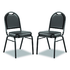 NPS 9200 Series Premium Upholstered Stack Chair, Vinyl, Supports Up to 500 lb, 19" Seat Height, Black Seat/Back, Black Base, 2/PK (9210BT2)