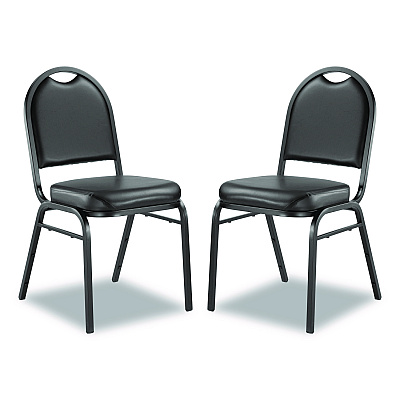 NPS 9200 Series Premium Upholstered Stack Chair, Vinyl, Supports Up to 500 lb, 19" Seat Height, Black Seat/Back, Black Base, 2/PK (9210BT2)