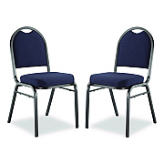 NPS 9200 Series Premium Upholstered Stack Chair, Fabric, Supports 500 lbs, 19" Seat Ht, Midnight Blue Seat/Back, Black Base, 2/Pk (9254BT2)