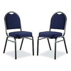 NPS 9200 Series Premium Upholstered Stack Chair, Fabric, Supports 500 lbs, 19" Seat Ht, Midnight Blue Seat/Back, Black Base, 2/Pk (9254BT2)