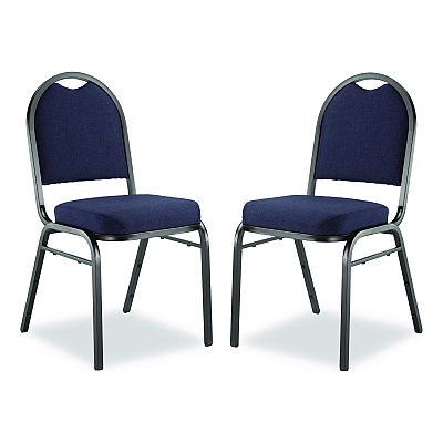 NPS 9200 Series Premium Upholstered Stack Chair, Fabric, Supports 500 lbs, 19" Seat Ht, Midnight Blue Seat/Back, Black Base, 2/Pk (9254BT2)