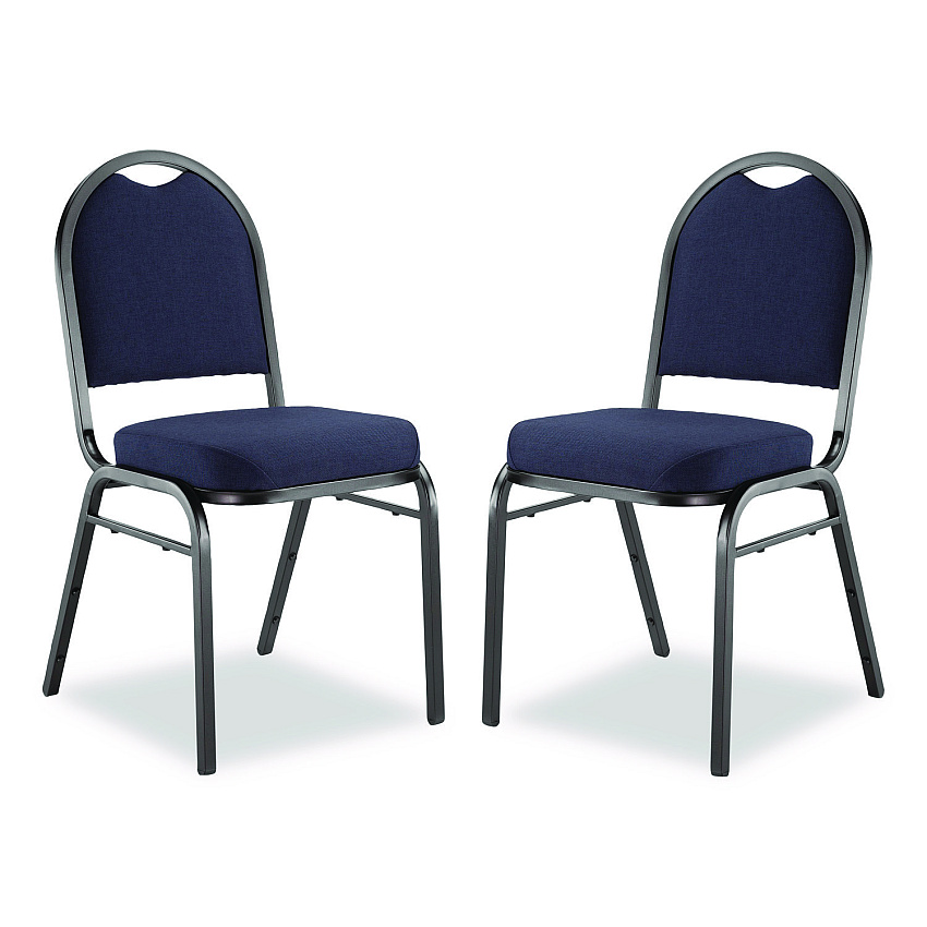 NPS 9200 Series Premium Upholstered Stack Chair, Fabric, Supports 500 lbs, 19" Seat Ht, Midnight Blue Seat/Back, Black Base, 2/Pk (9254BT2)