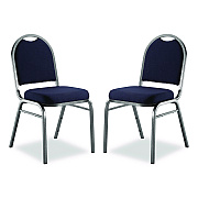 NPS 9200 Series Premium Upholstered Stack Chair, Fabric, Supports 500 lb, 19" Seat Ht, Midnight Blue Seat/Back, Silver Base, 2/PK (9254SV2)