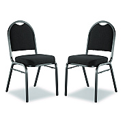 NPS 9200 Series Premium Upholstered Stack Chair, Fabric, Supports 500 lb,19" Seat Height, Ebony Black Seat/Back, Black Base, 2/PK (9260BT2)