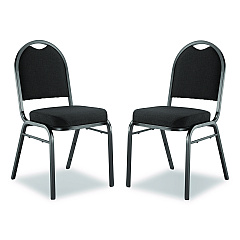 NPS 9200 Series Premium Upholstered Stack Chair, Fabric, Supports 500 lb,19" Seat Height, Ebony Black Seat/Back, Black Base, 2/PK (9260BT2)