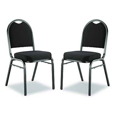 NPS 9200 Series Premium Upholstered Stack Chair, Fabric, Supports 500 lb,19" Seat Height, Ebony Black Seat/Back, Black Base, 2/PK (9260BT2)