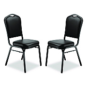 NPS 9300 Series Deluxe Upholstered Stack Chair, Vinyl, Supports Up to 500 lb, 19" Seat Height, Black Seat/Back/Base, 2/Pack (9310BT2)