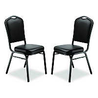 NPS 9300 Series Deluxe Upholstered Stack Chair, Vinyl, Supports Up to 500 lb, 19" Seat Height, Black Seat/Back/Base, 2/Pack (9310BT2)