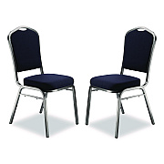 NPS 9300 Series Deluxe Upholstered Stack Chair, Fabric, Supports 500 lb, 19" Seat Ht, Midnight Blue Seat/Back, Silver Base, 2/PK (9354SV2)