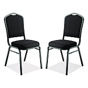 NPS 9300 Series Deluxe Upholstered Stack Chair, Fabric, Supports 500 lb, 19" Seat Height, Ebony Black Seat/Back, Black Base, 2/PK (9360BT2)