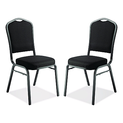 NPS 9300 Series Deluxe Upholstered Stack Chair, Fabric, Supports 500 lb, 19" Seat Height, Ebony Black Seat/Back, Black Base, 2/PK (9360BT2)