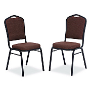 NPS 9300 Series Deluxe Upholstered Stack Chair, Fabric, Supports 500 lb, 19" Seat Height, Chocolatier Seat/Back, Black Base, 2/PK (9361BT2)