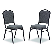 NPS 9300 Series Deluxe Upholstered Stack Chair, Fabric, Supports 500 lb,19" Seat Ht, Nat Graystone Seat/Back, Black Base, 2/PK (9362BT2)