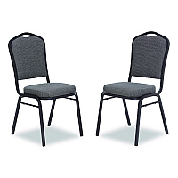 NPS 9300 Series Deluxe Upholstered Stack Chair, Fabric, Supports 500 lb,19" Seat Ht, Nat Graystone Seat/Back, Black Base, 2/PK (9362BT2)