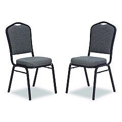 NPS 9300 Series Deluxe Upholstered Stack Chair, Fabric, Supports 500 lb,19" Seat Ht, Nat Graystone Seat/Back, Black Base, 2/PK (9362BT2)