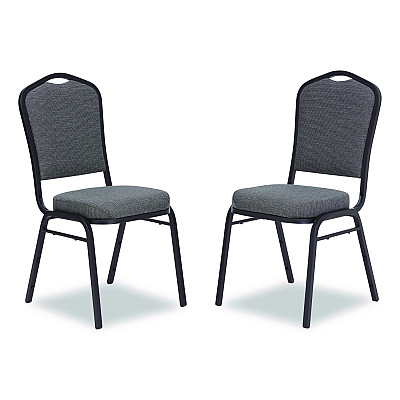 NPS 9300 Series Deluxe Upholstered Stack Chair, Fabric, Supports 500 lb,19" Seat Ht, Nat Graystone Seat/Back, Black Base, 2/PK (9362BT2)