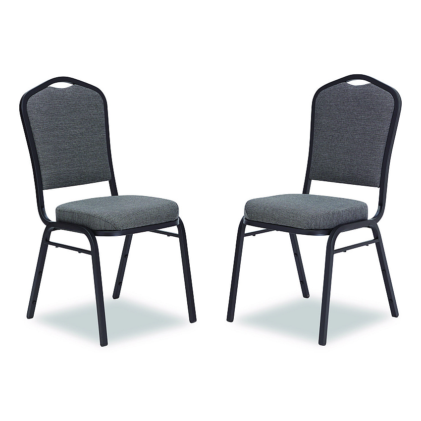 NPS 9300 Series Deluxe Upholstered Stack Chair, Fabric, Supports 500 lb,19" Seat Ht, Nat Graystone Seat/Back, Black Base, 2/PK (9362BT2)