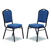 NPS 9300 Series Deluxe Upholstered Stack Chair, Fabric, Supports 500 lb, 19" Seat Ht, Natural Blue Seat/Back, Black Base, 2/Pack (9374BT2)