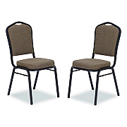 NPS 9300 Series Deluxe Upholstered Stack Chair, Fabric, Supports 500 lb, 19" Seat Ht, Natural Taupe Seat/Back, Black Base, 2/Pack (9378BT2)