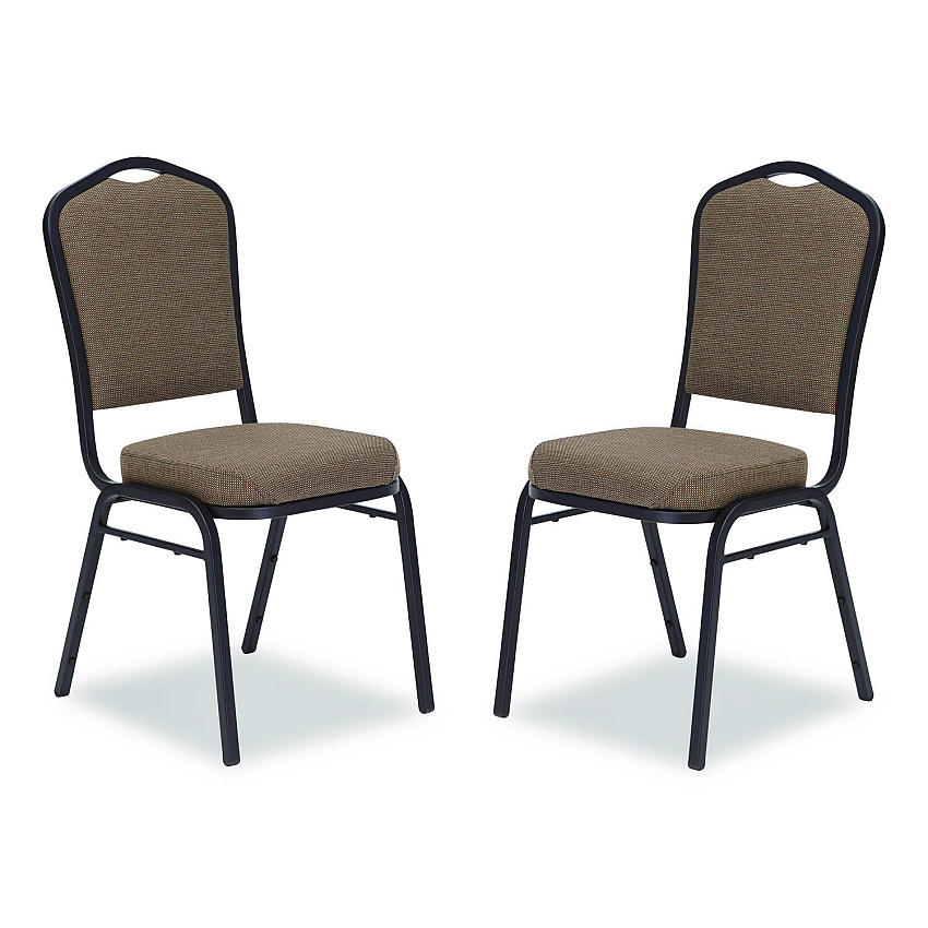 NPS 9300 Series Deluxe Upholstered Stack Chair, Fabric, Supports 500 lb, 19" Seat Ht, Natural Taupe Seat/Back, Black Base, 2/Pack (9378BT2)