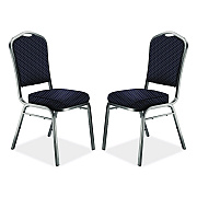 NPS 9300 Series Deluxe Upholstered Stack Chair, Fabric, Supports 500 lb, 19" Seat Ht, Diamond Navy Seat/Back, Silver Base, 2/Pack (9364SV2)