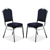 NPS 9300 Series Deluxe Upholstered Stack Chair, Fabric, Supports 500 lb, 19" Seat Ht, Diamond Navy Seat/Back, Silver Base, 2/Pack (9364SV2)