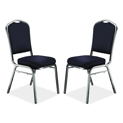 NPS 9300 Series Deluxe Upholstered Stack Chair, Fabric, Supports 500 lb, 19" Seat Ht, Diamond Navy Seat/Back, Silver Base, 2/Pack (9364SV2)