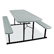 NPS Blow Molded Folding Picnic Table, Rectangular, 57w x 72d x 29.5h, Speckled Gray Top, Black Base/Legs (BMPT3072BK02)