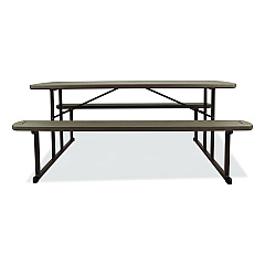 NPS Blow Molded Folding Picnic Table, Rectangular, 57w x 72d x 29.5h, Brown Top, Brown Base/Legs (BMPT3072BR03)