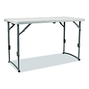 NPS Plastic Fold-in-Half Adjustable Height Table, Rectangular, 24w x 48d x 22h to 35h, Speckled Gray Top, Gray Base/Legs (BFHT2448A)