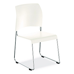 NPS 8800 Series Cafetorium Plastic Stack Chair, Supports Up to 500 lb, 18" Seat Height, White Seat/Back, Chrome Base, 4/Carton (880111014)